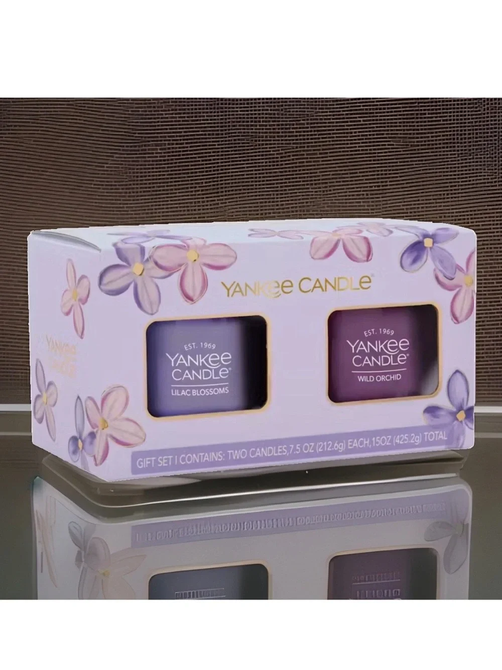 Yankee Candle-Pack Of Two Candles-1 Lilac Blossoms, 1 Wild Orchid (7.5oz Each)